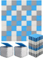 Shihanee Foam Floor Baby Tiles Foam Floor Mats Play Mats Bulk with Borders Interlocking for Kids Baby Playroom Nursery Gym (White, Gray, Blue,64ft)