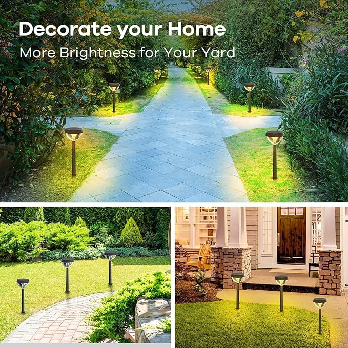 Linkind Solar Pathway Lights 8 Pack, Solar Lights Outdoor Warm White Waterproof, Adjustable Solar Powered for Walkway Yard Garden Driveway Backyard