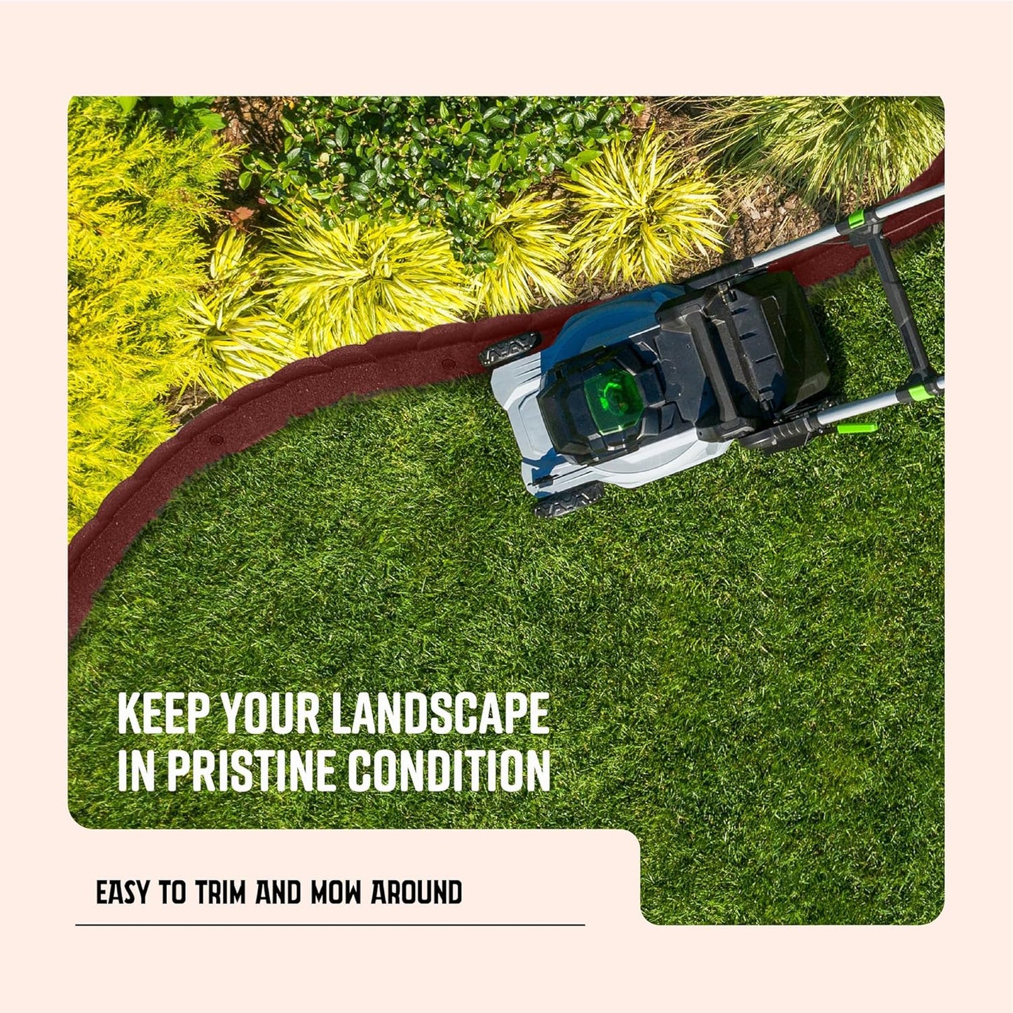 Playsafer L Shaped Flexible Rubber Scalloped Edger for Lawns Landscaping and Playground | Easy No Dig Installation| 4' Long (2, Red)