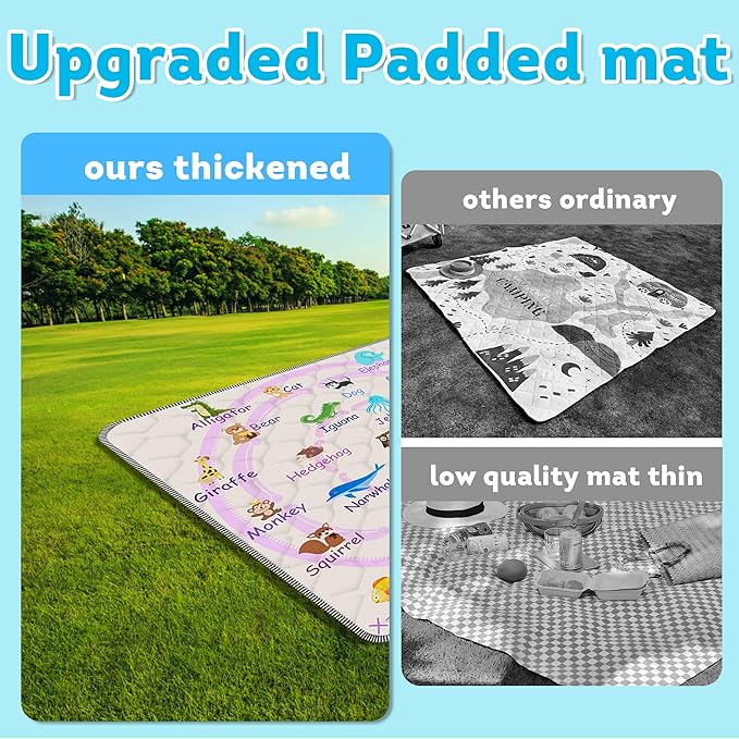 Baby Play Mat，Thick Soft 47" X 47" Playpen mat, Non-Slip and Machine Washable Baby Play Mats for Floor，Crawling Mat for Babies, Toddlers & Infants to Play and Learn (Pink Animal)