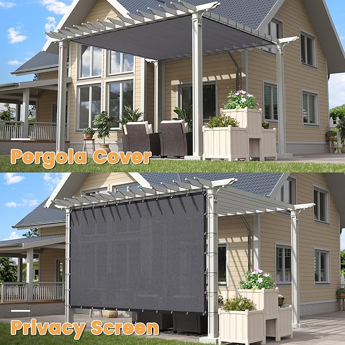 VICLLAX Shade Fabric Sun Shade Cloth with Every 2 FT Grommets for Patio Garden Pergola Cover Canopy 4x6 FT, Grey