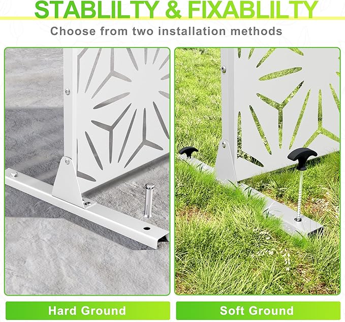 Outdoor Privacy Screen,72" H×47" W Metal Privacy Screen, Freestanding Privacy Fence Panels for Patio