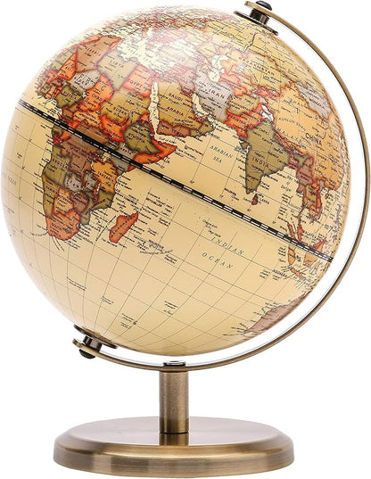 Annova Antique Globe Dia 5.5-inch / 14CM - Educational/Geographic/Modern Desktop Decoration - Stainless Steel Arc and Base - for School, Home, and Office (Antique 5.5“) (Brown-1)