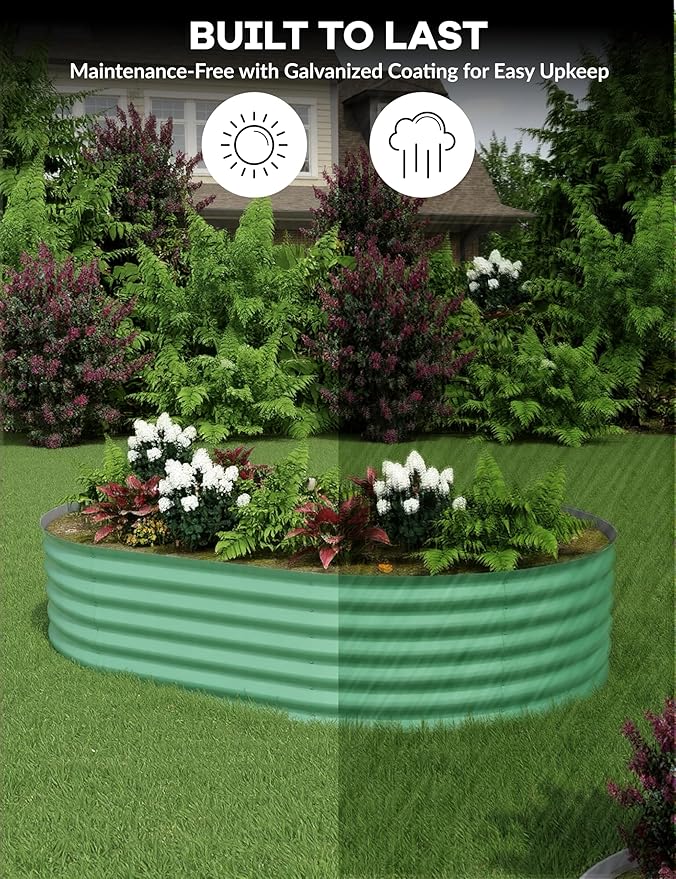 8x4x1.5 ft Raised Garden Bed,Galvanized Raised Planter Boxes Outdoor with Easy Assembly, Large Garden Bed for Vegetables, Fruits, Flower,Raised Garden Bed,Green
