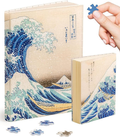 PieceRelax A5 Puzzle Journal 329 Plastic Pieces for Adults - Katsushika Hokusai - The Great Wave - Book Cover & Notebook, Unique Puzzle Gift, Jigsaw Artwork [YA1066]