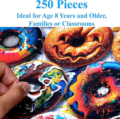 Think2Master Donuts 250 Pieces Jigsaw Puzzle. Perfect White Elephant Gag Gift. Fun Toy for Kids, School & Families.Great Gift for Boys & Girls Ages 8+. Size: 14.2” X 19.3”