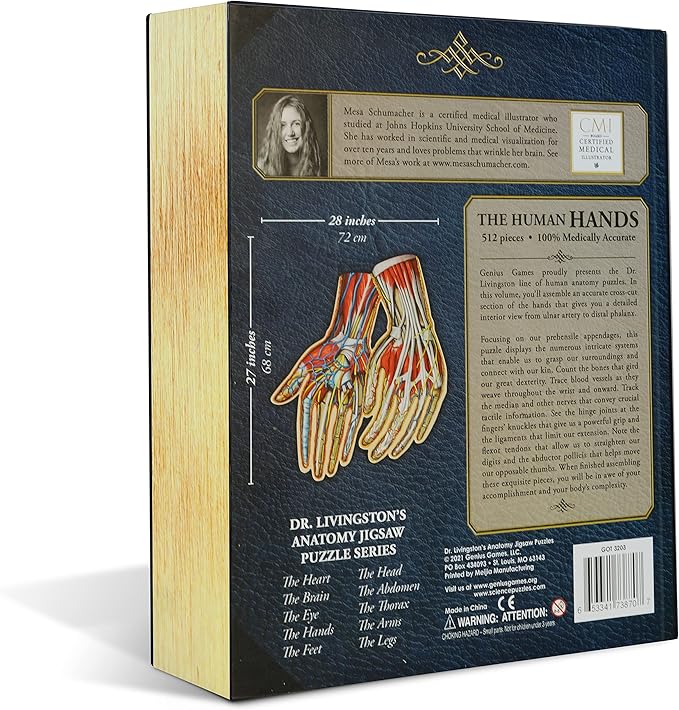 Dr. Livingston's Human Hands Anatomy Puzzle - A Medically Accurate Jigsaw Puzzle of the Hands - Educational and Engaging Toy about the Human Body - Unique Science Gift for Doctors, Nurses and Teachers