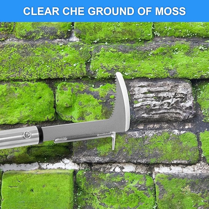 Crack Weeder, Stainless Steel Manual Crevice Weeding Tool, Long Handle Weed Grabber Remover, L-Shaped Manual Weeder Puller, Durable Crevice Weeding Tool for Sidewalk Garden Patio Lawn