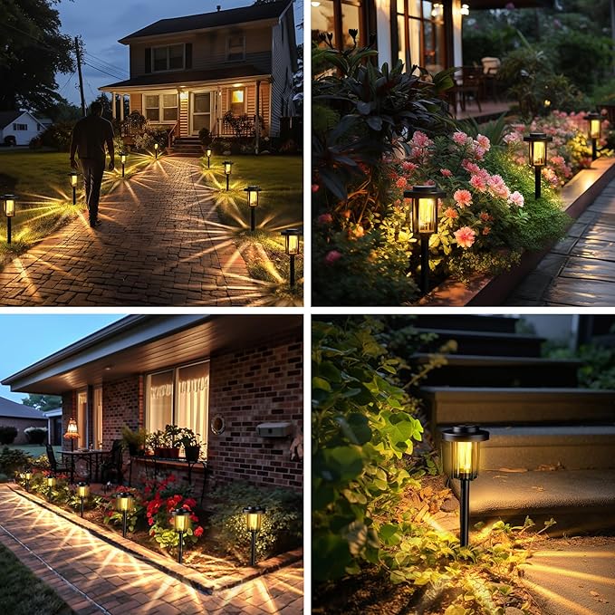 GIGALUMI Solar Pathway Lights Outdoor, 8Pack Gardening Light IP65 Waterproof Landscape Lighting for Yard and Walkway, Garden Decorations for Outside Patio Porch, Warm White