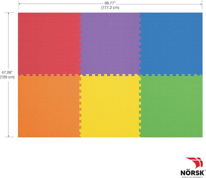 Norsk Dual-Sided Reversible 1/2" Foam Exercise Mats for Home Gym - Interlocking EVA Foam Tiles