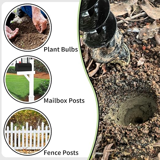 TCBWFY 2x32 Inch Auger Drill Bit for Planting - Long Handle Easy Planter Garden Auger - Bulb & Bedding Plant Augers - Post Hole Digger for 3/8”Hex Drive