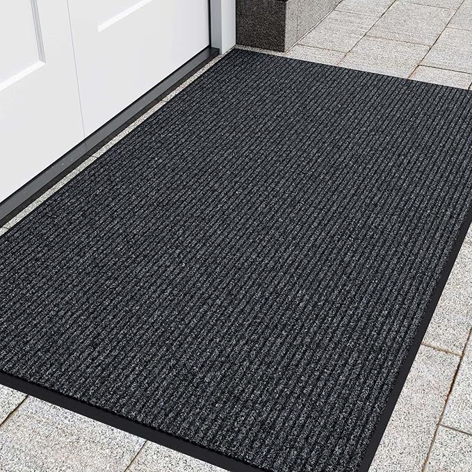 Front Door Mat, Heavy Duty Indoor Outdoor Entrance Door Mat, 72" x 24" Commercial Door Mats for Entryway, Durable Non-Slip Rubber Backing, Low-Profile Welcome Mats for Entry, Gray