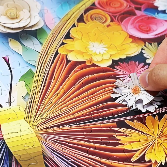 Think2Master Colorful Vibrant Flower Butterfly 500 Pieces Large Format Jigsaw Puzzle: Kids 12+, Teens, Adults & Families. Paper Art High Resolution. Great Gift. Size: 26.8” X 18.9”