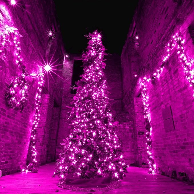 weillsnow Pink Halloween Lights Outdoor, 164 FT 500 LED String Lights Plug in, 8 Modes Waterproof Fairy Lights for Valentines Day, Halloween, Party, Wedding, Bedroom, Garden Decorations