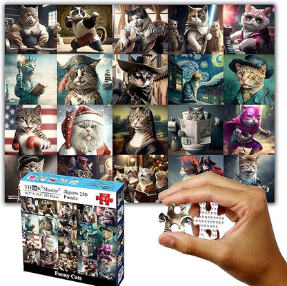 Think2Master Funny Cats 250 Pieces Jigsaw Puzzle Featuring heartwarming Kittens and Cats. Fun Toy for Kids, School & Families. Great Gift for Boys & Girls Ages 8+. Size: 14.2” X 19.3”