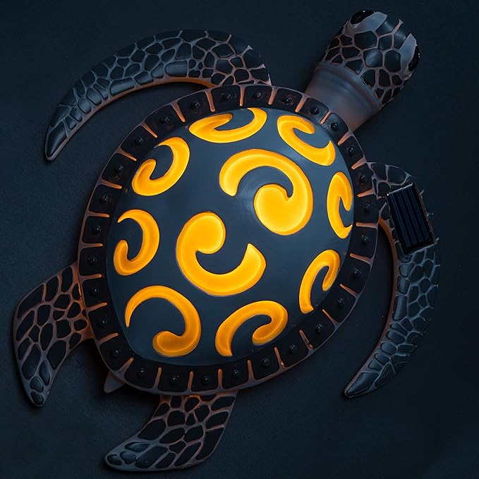 VP Home Tribal Sea Turtle Solar Powered Outdoor Decor Garden Light with LED Glowing Shell Great Addition for Your Garden, Decorations for Outside Patio Lawn Yard