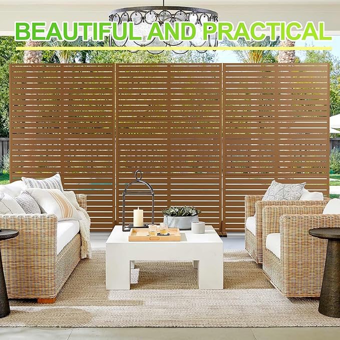 Outdoor Privacy Screen,72" H×47" W Metal Privacy Screen, Freestanding Privacy Fence Panels for Patio