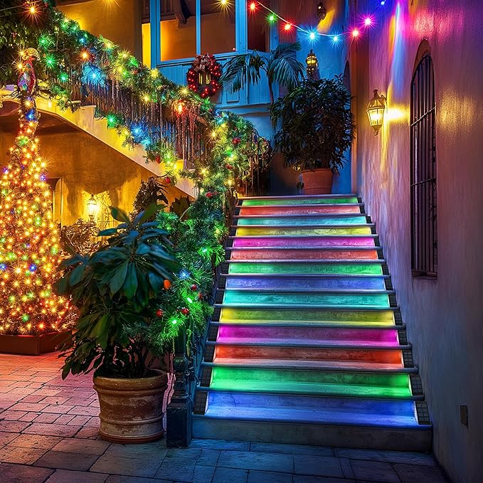 SOLPEX Solar Step Lights for Outside, 24 LEDs Solar Stair Lights Outdoor Waterproof Decor for Porch, Front Door, Stair, Step, Deck, Fence, Balcony, Patio, Wall, Yard, Garden(12 Pack,RGB)