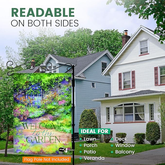 Spring Garden Flags 12.x18 Double Sided - Floral Garden Flag Printed in Premium Polyester - Seasonal House Welcome Banner for Outdoor, Yard, Lawn, Deck, and Patio - Suits Standard Flag Poles