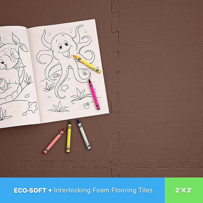 Flooring Inc's 1/2" Soft Non-Toxic Baby Play Mat, Toddler Playmat, Colorful Puzzle PlayMat, Floor Mats for Kids & Babies, EVA Foam Interlocking Tiles for Nursery & Playroom | Brown, 4 Tiles, 16 Sq/Ft