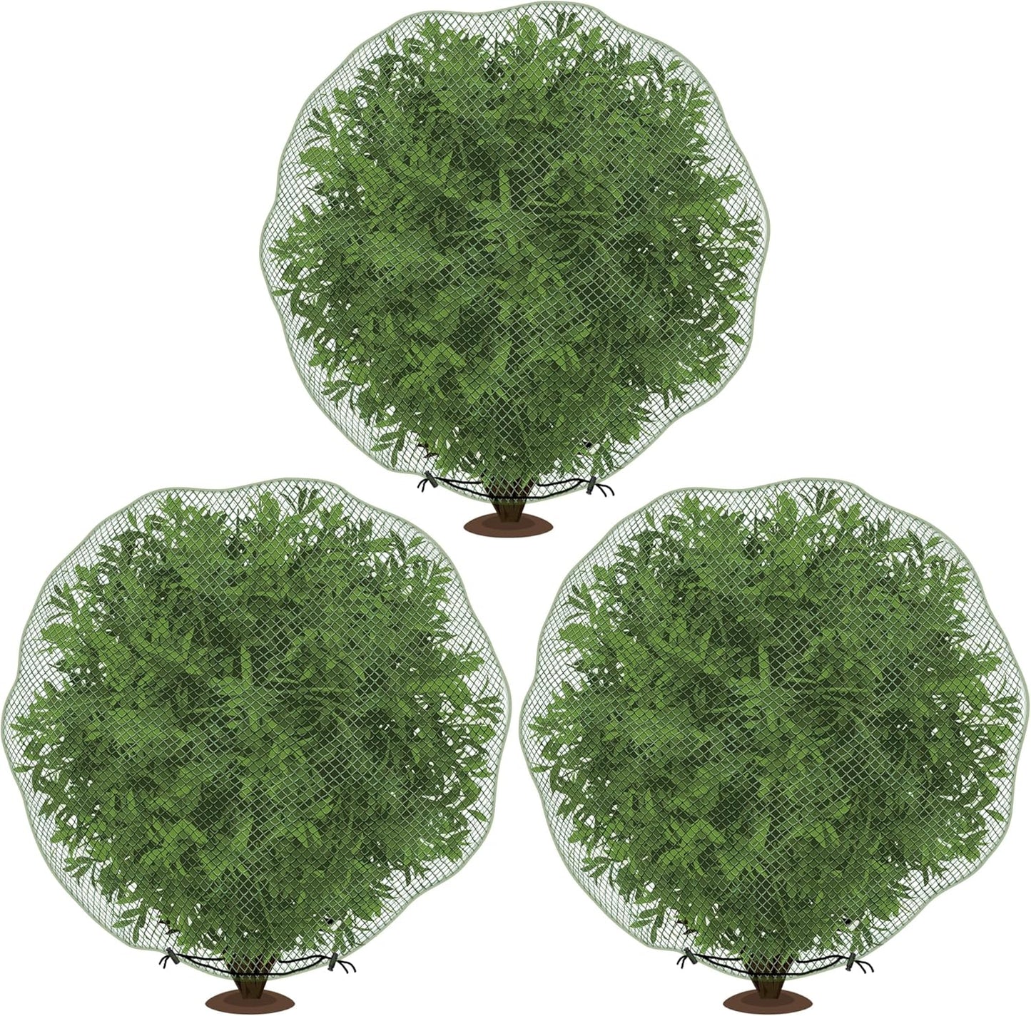 codree 3 Pcs Deer Netting for Shrubs- 7.8 x 7.8 Ft Deer Plant Netting Cover- Reusable Garden Plants Mesh Netting to Protect Undershrub Plant from Deer, Birds and Other Animals