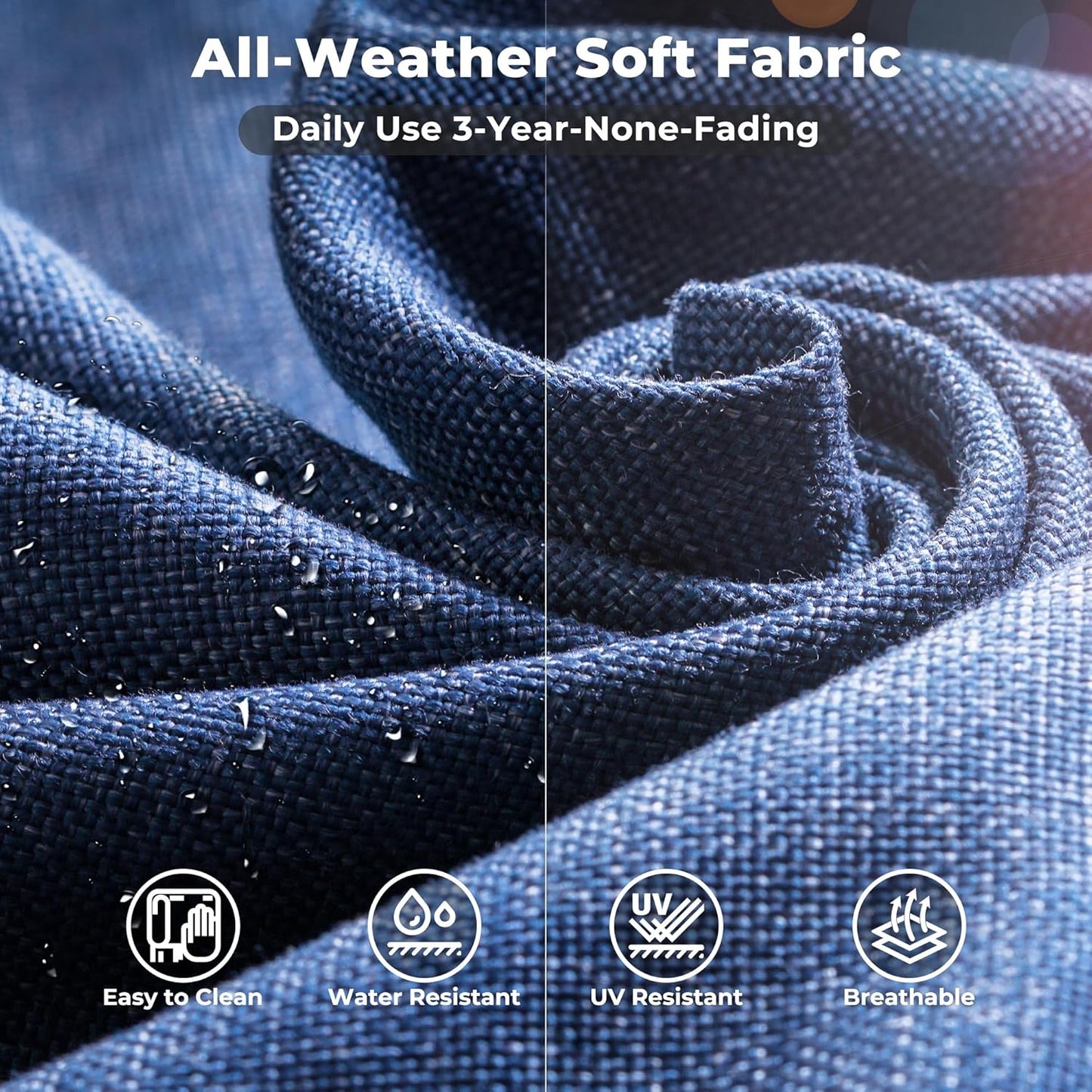 ovios 16 Pieces Patio Furniture Set, Outdoor Wicker Sectional Sofa with 54" Fire Pit Table Swivel Chairs, Modern Modular Deep Seat Rattan Couch Conversation Sets, Denim Blue