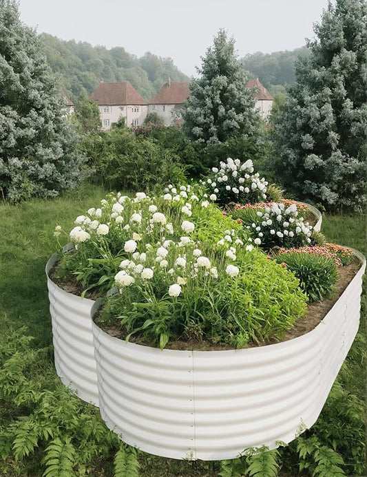 2 Pcs Raised Garden Beds Outdoor 8x4x2ft - Galvanized Steel Planter Box for Vegetables, Flowers, Rust-Resistant Garden Box, Easy Assembly Raised Beds, Durable Planters for Outdoor Plants, Beige