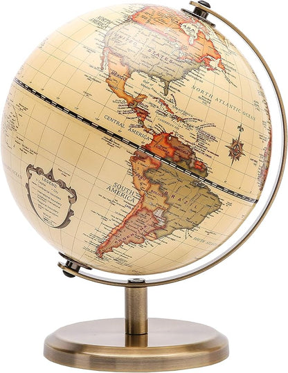 Annova Antique Globe Dia 5.5-inch / 14CM - Educational/Geographic/Modern Desktop Decoration - Stainless Steel Arc and Base - for School, Home, and Office (Antique 5.5“) (Brown-1)