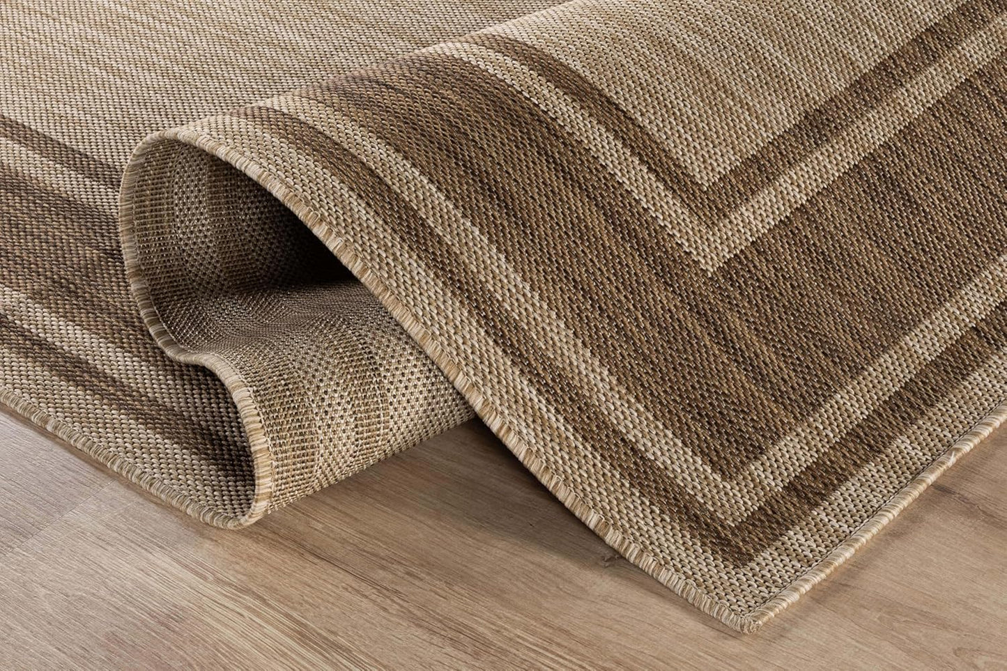 Beverly Rug Large Outdoor Rug 9x12 Modern Bordered Area Rugs for Indoor and Outdoor Patio Deck Porch Garden Waterproof Weather Sun Resistant Washable Outside Carpet (9 x 12 Jute)