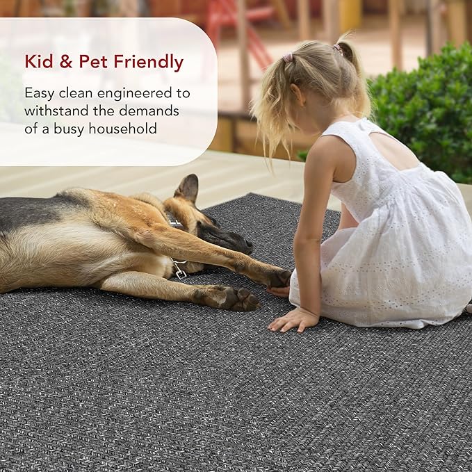 nuLOOM 5' x 8' Solid Hand Braided Indoor/Outdoor Area Rug, Pet-Friendly, High Traffic, Weather Resistant, for Patio, Balcony, Bedroom, Living Room, Dining Room, Wynn Charcoal