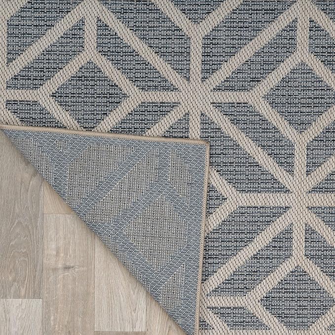 Rugshop Contemporary Geometric Indoor/Outdoor Area Rug 2' X 3' Blue