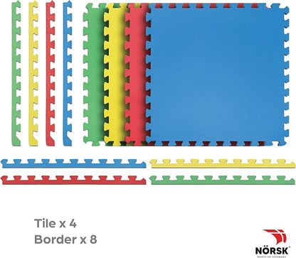 Norsk Reversible Kids Puzzle Play Mats 1/2" Thick EVA Interlocking Foam Tiles (Multicolor/Black 40 Tiles - 160 sq. Ft. 1/2" Thick)