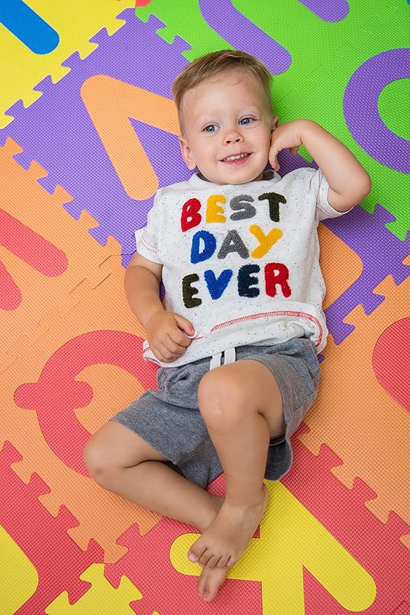 Foam ABC Play Mat - Interlocking Alphabet Floor Mat for Kids Baby Toddlers - Soft 26 Tiles for Exercise 12x12- Floor Coverage 26 Sq F