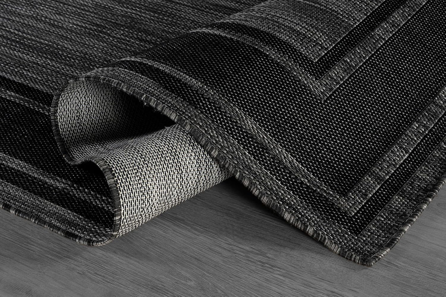 Beverly Rug Large Outdoor Rug 10x14 Modern Bordered Area Rugs for Indoor and Outdoor Patio Deck Porch Garden Waterproof Weather Sun Resistant Washable Outside Carpet (10 x 14 Black)