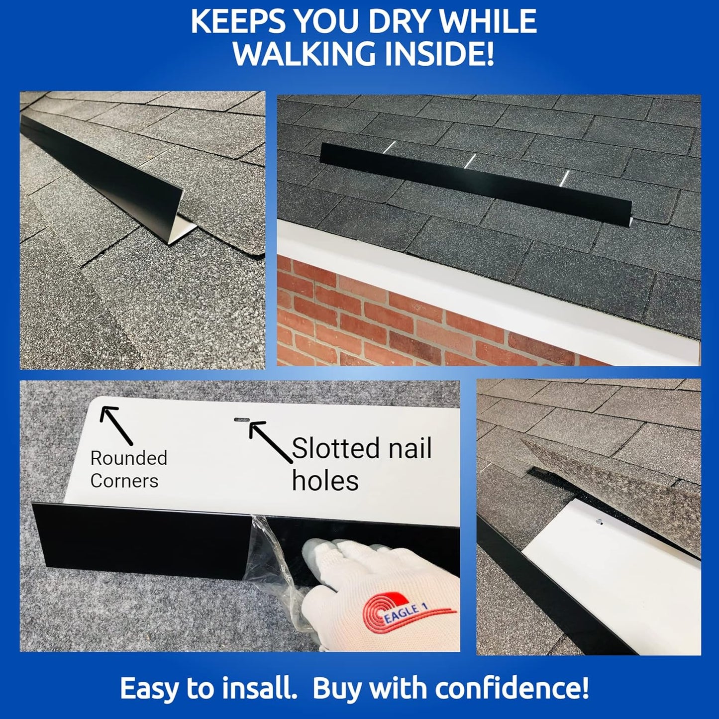 Eagle 1-26 Gauge 5 Foot Rain Diverter - Nails and Instructions Included (Mill Finish Aluminum, Copper, Galvanized, Stainless Steel & More) (1, Burgundy)