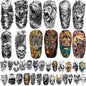 77 Sheets Forest Animals Temporary Tattoo for Women Men, 17 Sheets Half Arm Large Lion Tiger Wolf Fake Tattoos, 60 Sheets Black Skull Owl Bear Tiny for Adult Kids Body Tattoos Stickers Realistic