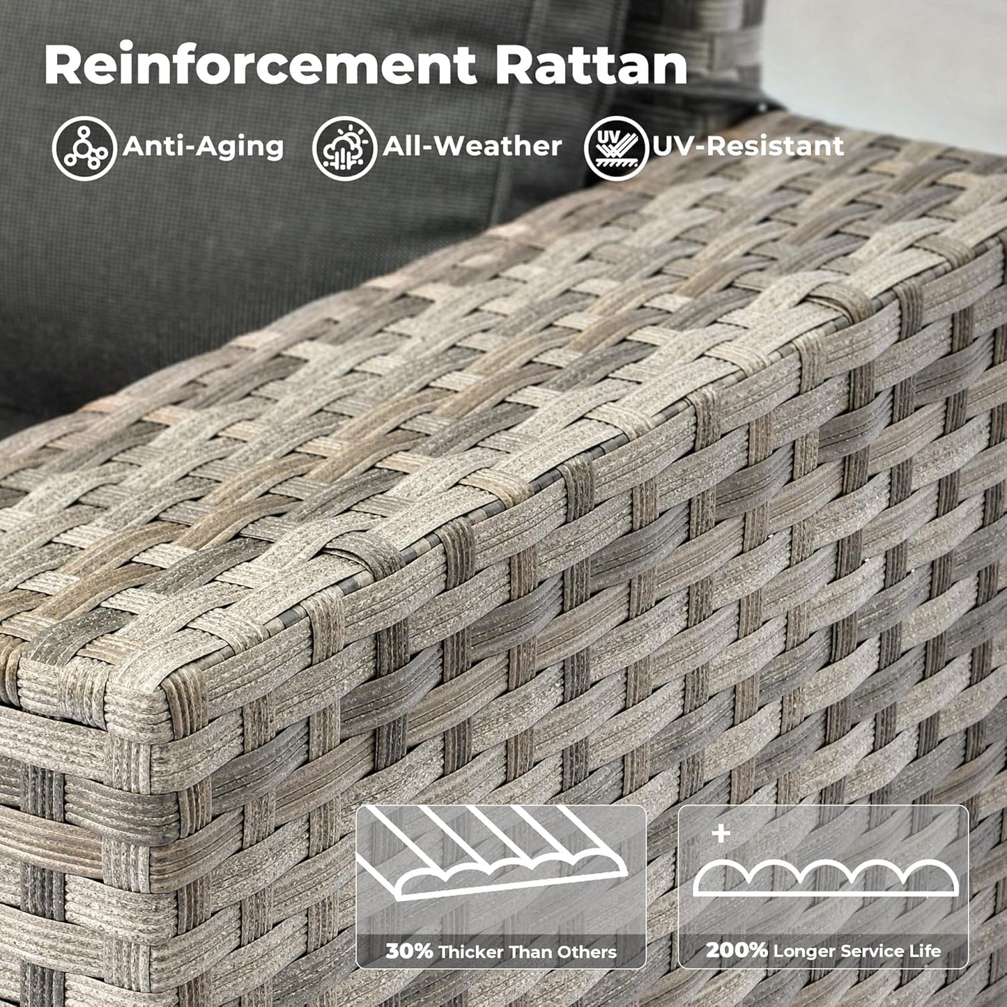 ovios 13 Pieces Patio Furniture Set, Outdoor Wicker Sectional Sofa with 42 Inch Fire Pit Table Comfy Cushions, Modern Modular Deep Seat Rattan Couch Conversation Set, Black