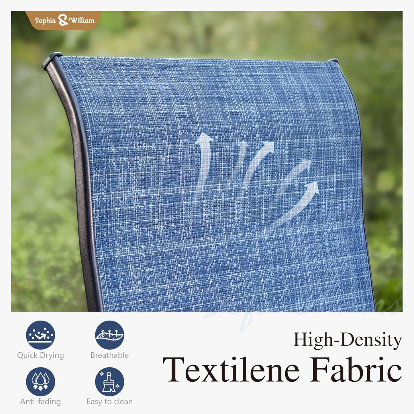 Sophia & William Outdoor Bar Set, Patio Bar Table and Chairs Set, Bar Height Patio Set - 4 x Swivel Bar Chairs(Blue), 1 x Rectangular Bar Table(Black)