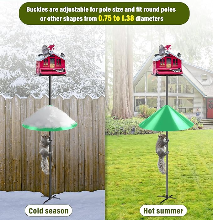 Squirrel Baffle for Bird Feeder Pole, 19-Inch Outdoor Bird Feeder Guard, Squirrel-Proof Birdhouse Baffles, Shepherd's Hook for Outside(LightGreen)
