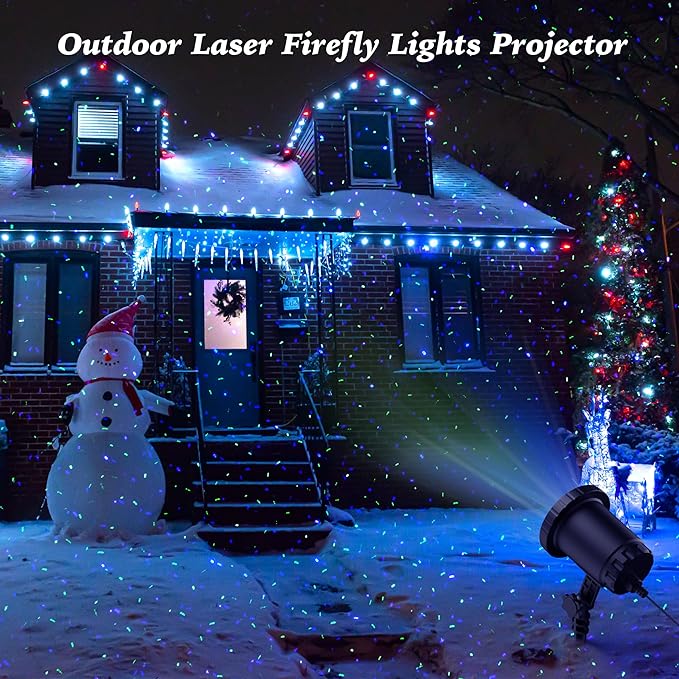 Christmas Laser Lights Projector Outdoor, AIRIVO 3 Color Motion Firefly Lights Projector, Moving Red, Green and Blue Star Lights Projector Waterproof with Remote Control for Garden,Home, Landscape