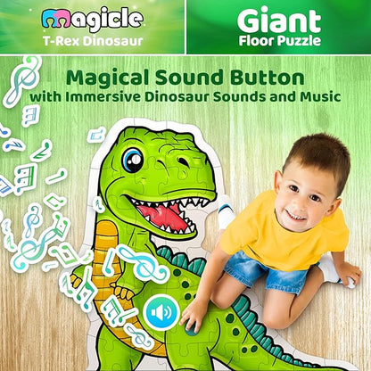 Dinosaur Giant Floor Puzzle with Sounds, 35 Piece Extra Thick Puzzle Toys for Ages 5-7, Puzzles for Kids Ages 4-6, Dinosaur Toys for Kids Ages 3-5, 4-8 Year Old Gift