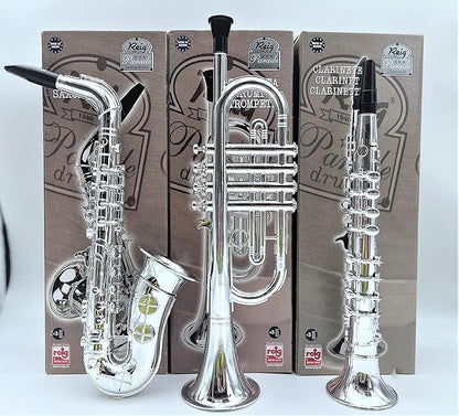 My First Toy Clarinet for Kids in Silver Finish with Standard Keys is a Great Learning Kid Toy Instrument and Teaching Tool for Children Ages 3+ BPA Free.