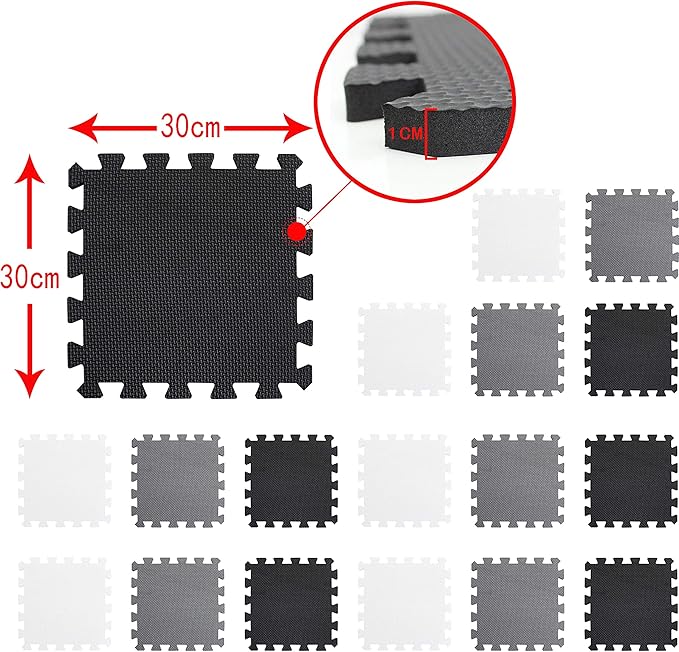 meiqicool Foam Play Mat Thick Soft EVA Interlocking Foam Floor Mats Children Yoga Exercise Multi Jigsaw Puzzle Blocking Board Kids Playmats Play White-Beige-Grey 18 Piece AJL