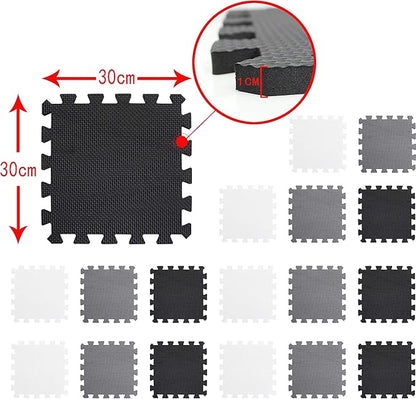 meiqicool Foam Play Mat Thick Soft EVA Interlocking Foam Floor Mats Children Yoga Exercise Multi Jigsaw Puzzle Blocking Board Kids Playmats Play White-Beige-Grey 18 Piece AJL