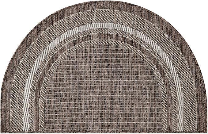 Unique Loom Outdoor Border Collection Area Rug - Soft Border (2' 7" x 4' 1" Hearth Brown/Ivory)