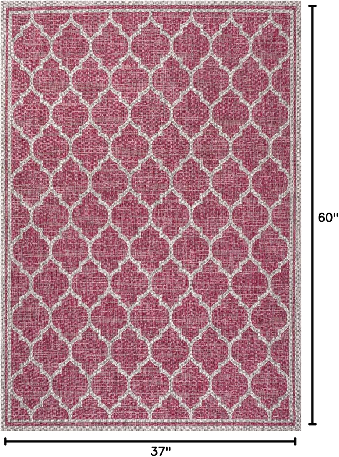 Eyely BMS109H-3 Santa Monica Trebol Moroccan Trellis Textured Weave Indoor/Outdoor Area Rug Coastal;Bohemian, Bedroom, Backyard, Patio, Easy-Cleaning, Non-Shedding, 3 X 5, Fuchsia/Light Gray