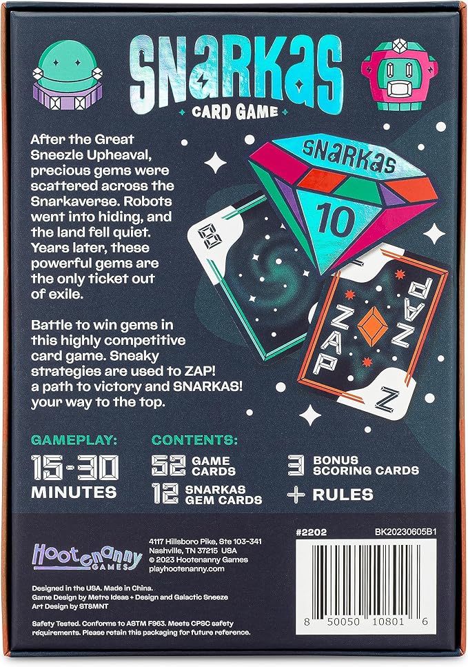 Hootenanny Games Snarkas Card Game | Gem-Collecting Adding & Matching Game | Perfect for Family Games | 2-4 Players, Ages 8+
