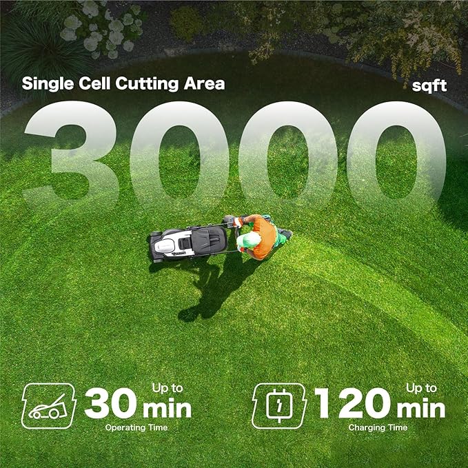 Litheli Lawn Mower 18" Electric Self Propelled for Garden Yards, Lightweight Cordless Lawn Mower Brushless with 6-Position Height Adjustment, 2 x 20V 4.0Ah Battery