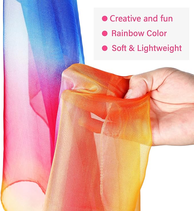Geyoga 3 Pcs Square Play Silk Scarf 27 Inch Rainbow Sweet Silks Dance Juggling Scarf for Kids Pretend Creative Play, Dress up and Childhood Fun