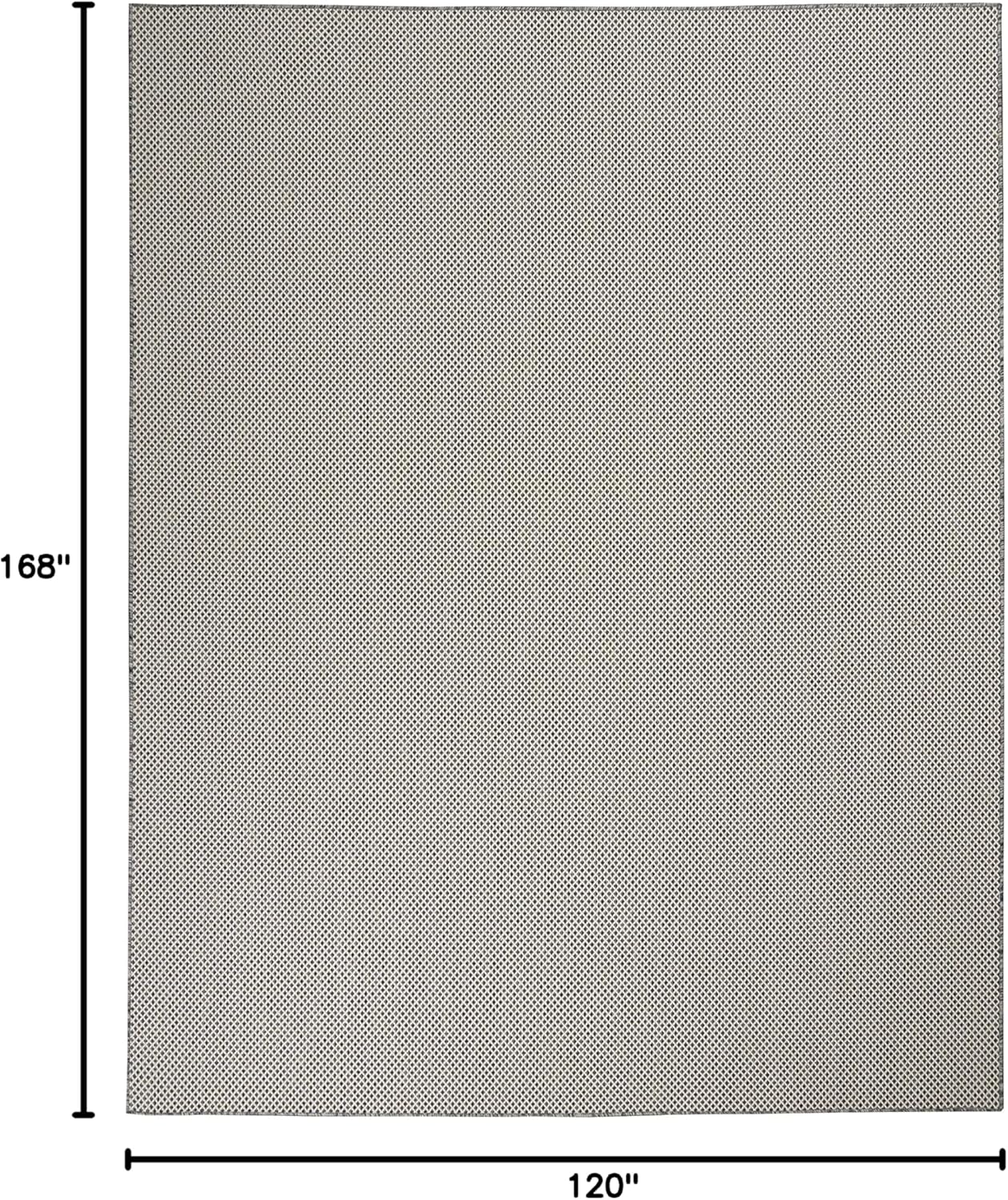 Nourison Home Courtyard 10' x 14' Ivory Charcoal Fabric Modern Area Rug (10' x 14')